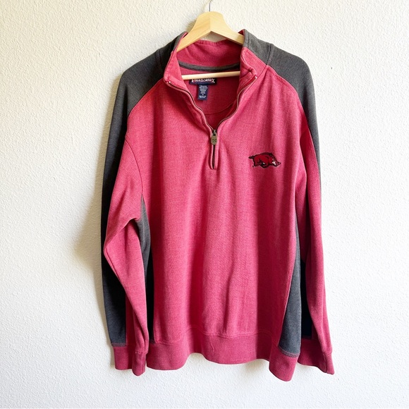 Pressbox Other - Pressbox Arkansas Razorbacks Red & Gray Quarter Zip Pullover Men’s Size Medium